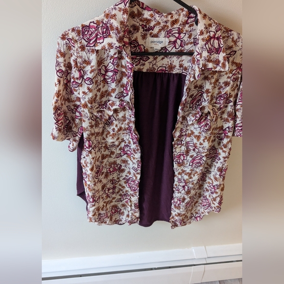 Porridge clothing open purple floral print top size large - Picture 6 of 8